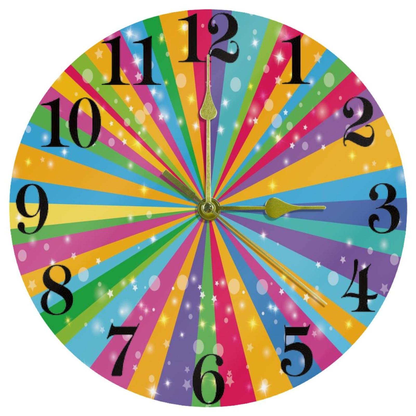 Horloge murale arc-en-ciel pour école et chambre d'enfant ludique 25cm