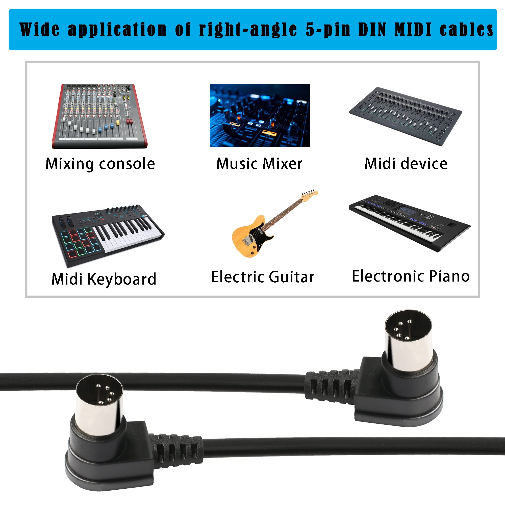 HTGuoji 90 graden hoek MIDI 5-pins DIN-kabel, rechte hoek Doul 90 graden DIN 5-pins mannelijk naar mannelijk MIDI-audiokabel voor muziekmixer, MIDI- apparaat, MIDI-toetsenbord (1 meter/3,3 ft HTGuoji 90 graden hoek MIDI 5-pins DIN-kabel, rechte hoek Doul 90 graden DIN 5-pins mannelijk naar mannelijk MIDI-audiokabel voor muziekmixer, MIDI- apparaat, MIDI-toetsenbord (1 meter/3,3 ft