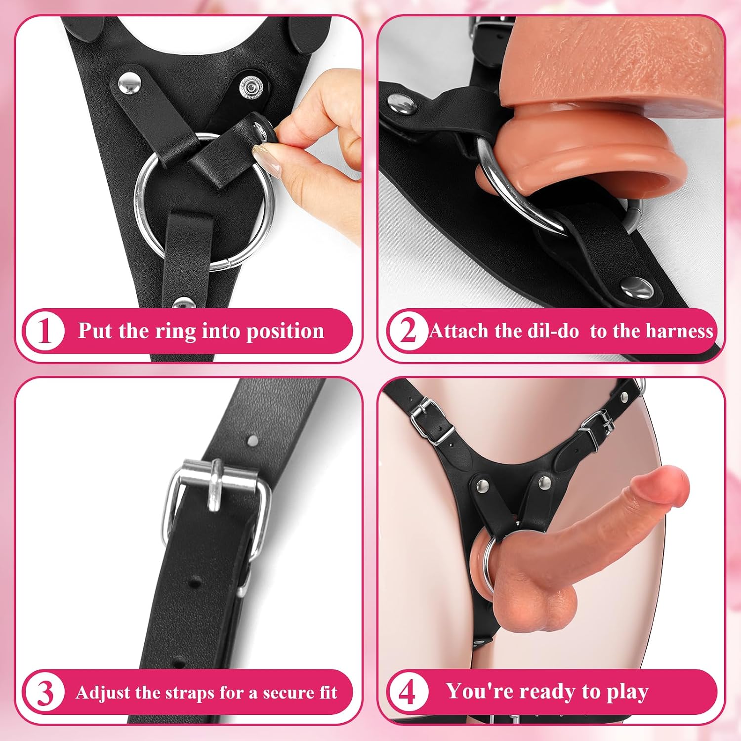 Strap On Dildo Harness Sex Toys for Pegging, Wearable Strapon Harness Thigh Sling with 7 Inch Realistic Suction Cup Dildo Lesbian Toy, Adjustable Strapless Strapon G-Spot Adult Toys for Women Couples