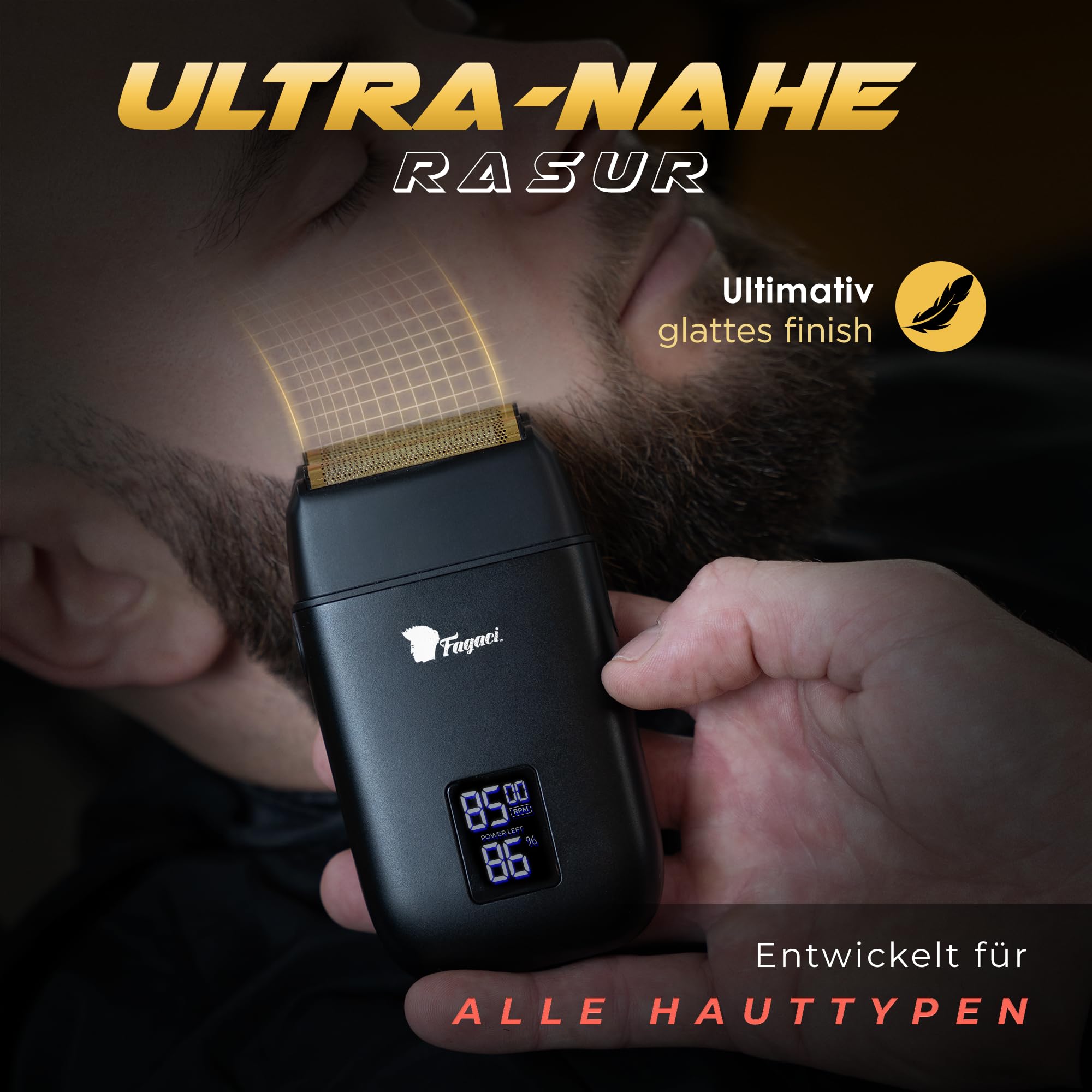 Fagaci Folienrasierer Elektrisch Herren Spiegelglatte Rasur ohne Irritationen, Elektrischer Rasierer 8500 U/min Hochleistungsmotor, Rasierer Elektrisch 3 Std. Akku, Elektrorasierer Herren