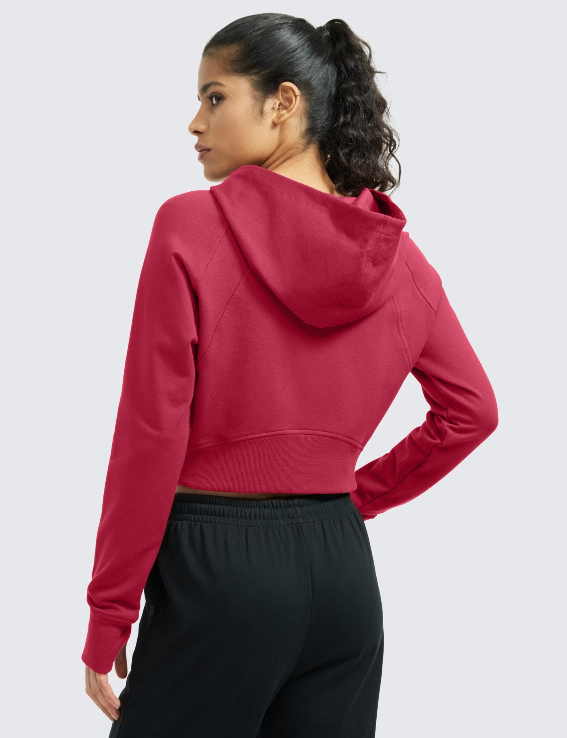 CRZ YOGA Womens Cropped Hoodie Full Zip Jacket Athletic Casual Sudaderas de Manga Larga con Agujeros para los Pulgares