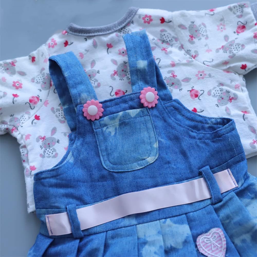Scnbom bambole reborn vestiti per 45-60cm silicone bambola femmina vere toddler originali bambolotti maschio parti (Gonna blu 5pcs Set)