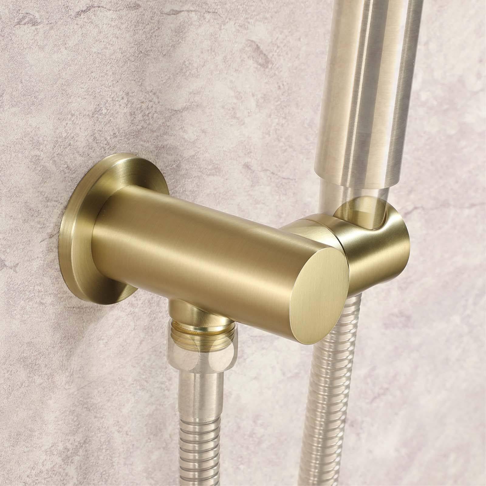 Soporte Ducha Pared Montado en La Pared Soporte Alcachofa Ducha Rotación de Oro Cepillado Soporte Ducha Latón Soporte de Ducha Redondo Soporte para Ducha Estilo Simple Soporte Ducha Barra
