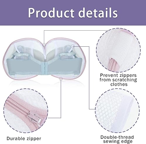 Miniatura 4 de Bolsa de lavado de brasier de 6 piezas para lavandería, bolsa de malla para lavandería, bolsa de lencería, bolsa de ropa interior, bolsas de lavado