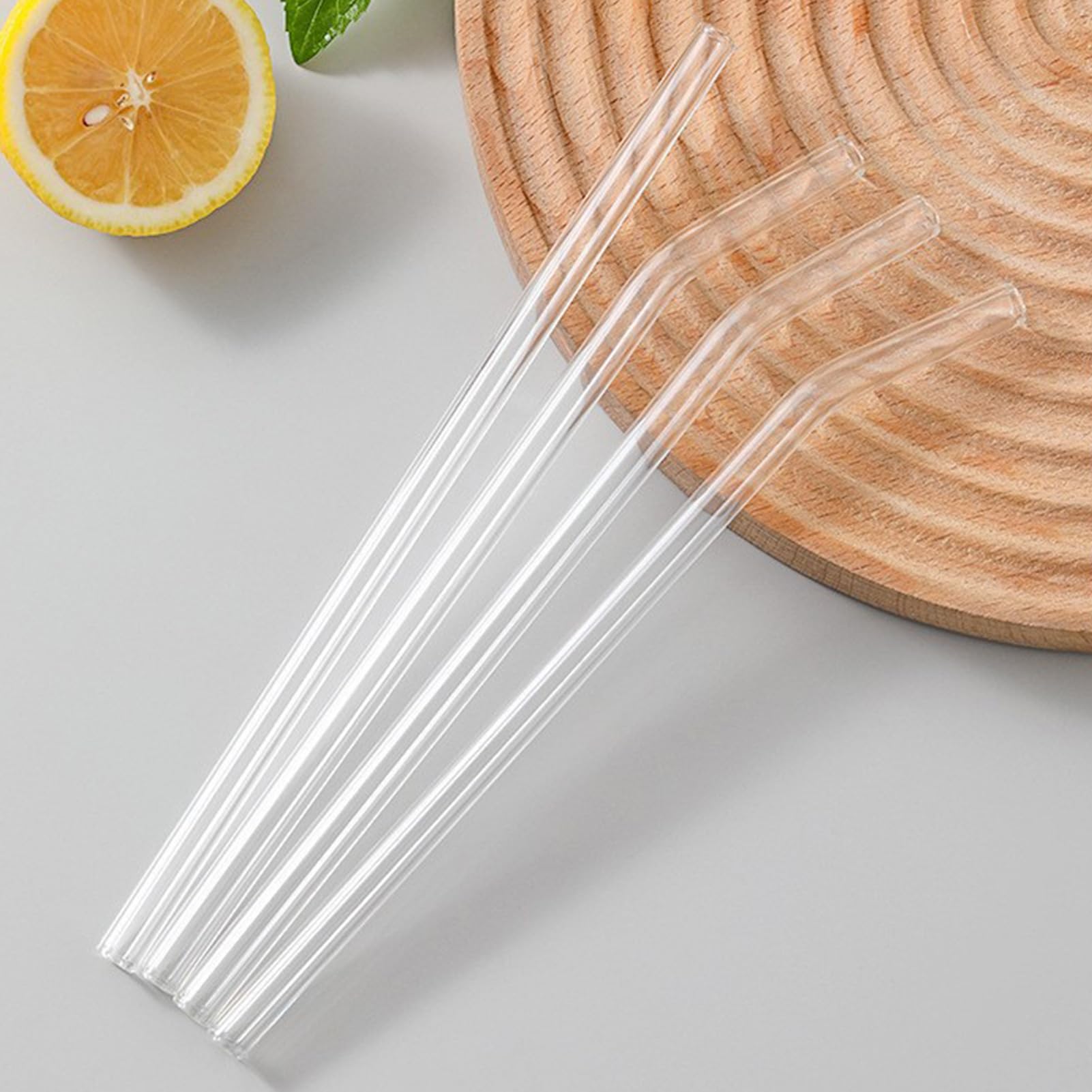 Set De 6 Pailles En Verre Réutilisables + 6 Dessous De Verre En Feutre - Avec Brosse De Nettoyage, Idéal Pour Cocktails, Thés, Cadeau