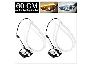 OnWheel Universal Car Daytime Running Silicone DRL Light Strip for Vehicle Headlight, with White Yellow Color Turn Signal with Controller Box