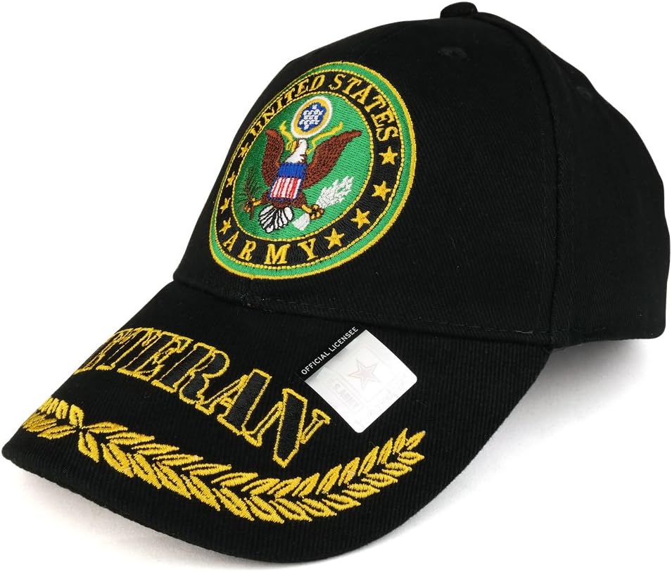 Officially Licensed US Army Veteran Emblem Embroidered Structured Military Baseball Cap