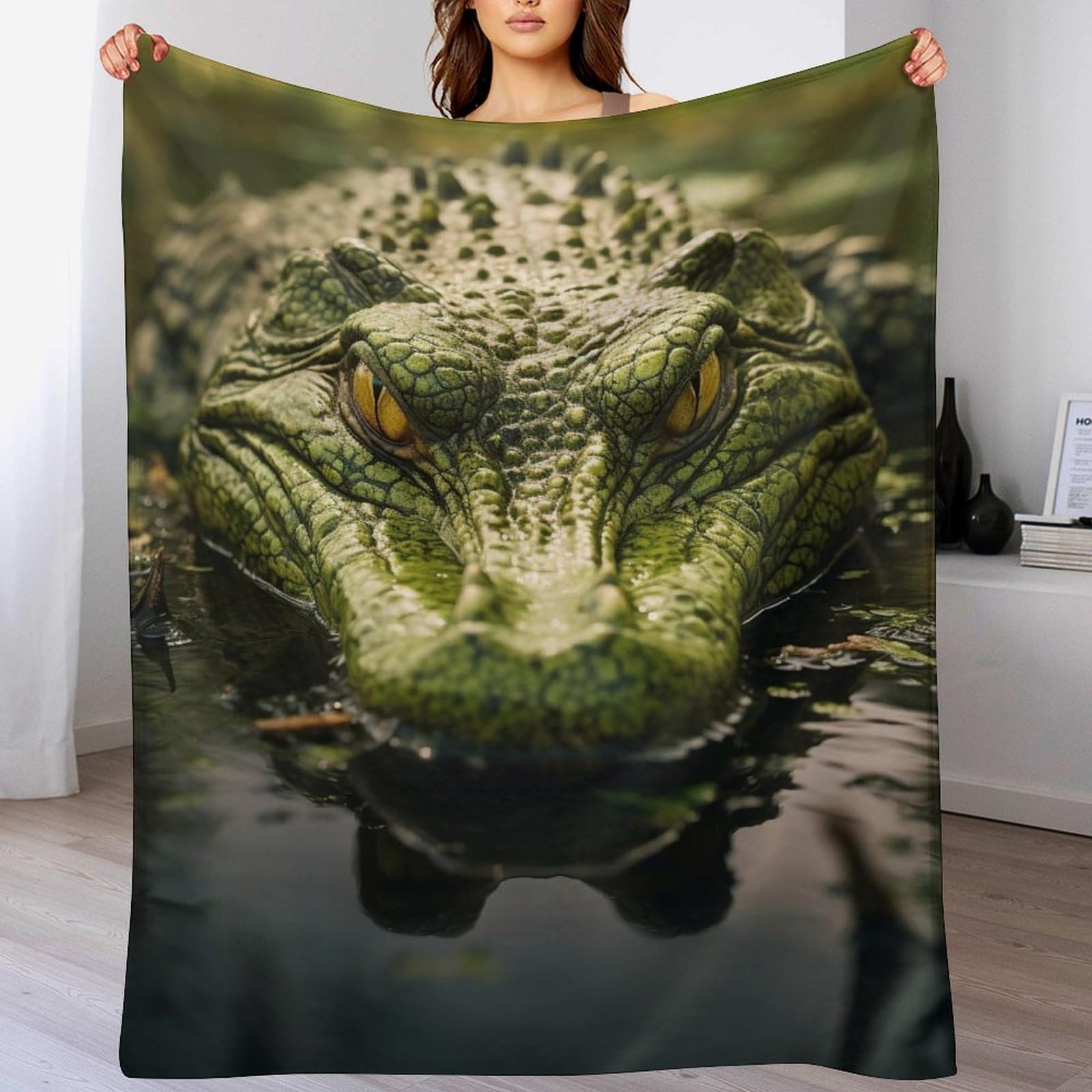 Couverture lavable en machine style crocodile contre le froid sur le lit et canapé