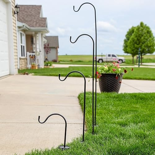 Miniatura 2 de Shepherd's Hooks, juego de 4 estacas con gancho para jardín. Las MEJORES estacas de césped para decoración. Ideales para colgar jarrones maceteros y