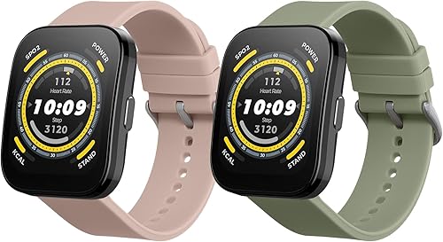 kwmobile Correas compatibles con Huami Amazfit Bip 5  Amazfit GTR 4 correas  2 correas de silicona de repuesto  negroazul oscuro