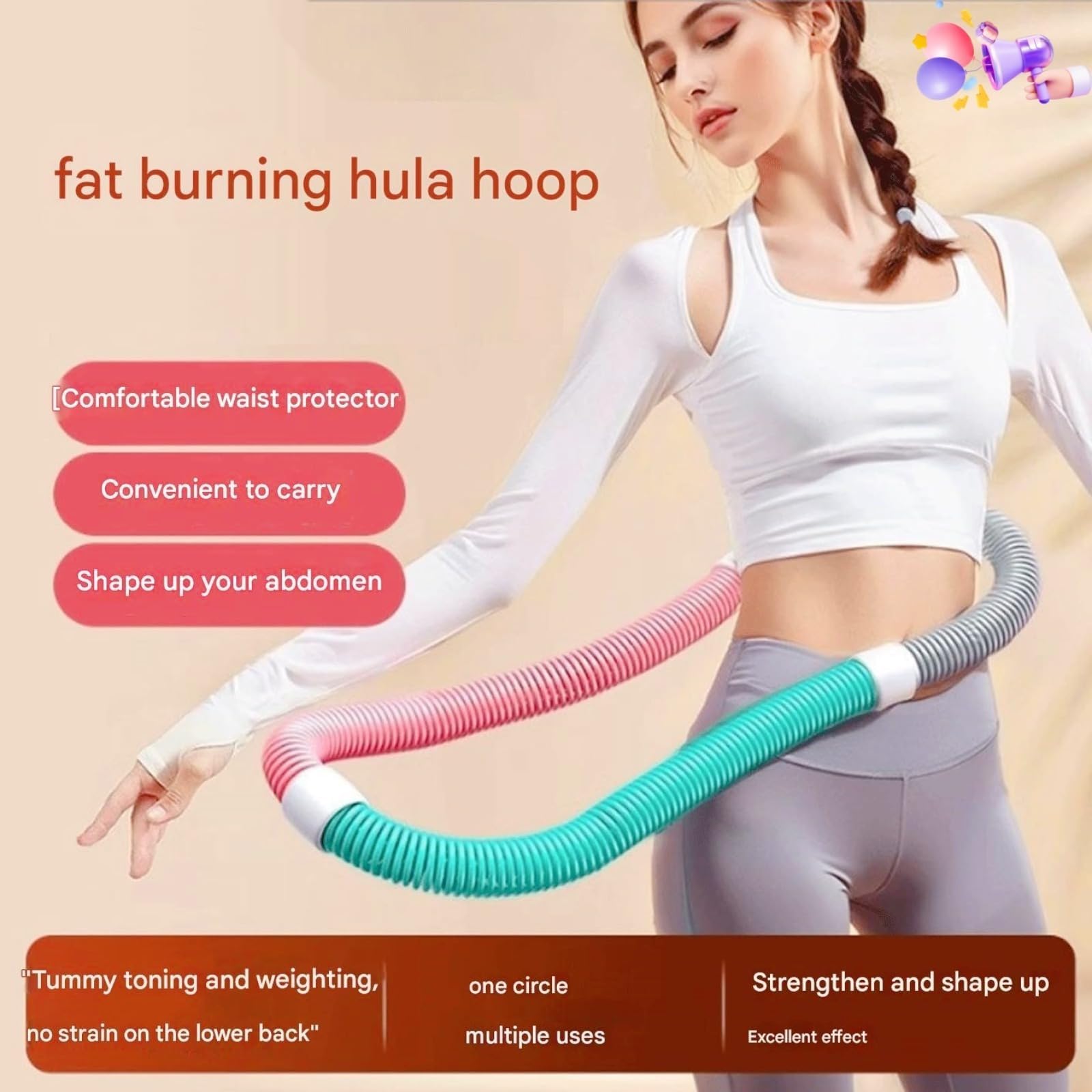 Neu Sports Hula Hoop für Erwachsene, Soft Spring Hula Hoop,Fitness-Reifen mit Gewicht zur Gewichtsreduktion und Massageeffekt, weicher Fitness-Reifen, Faltbarer PVC- für Bauchmuskeltraining