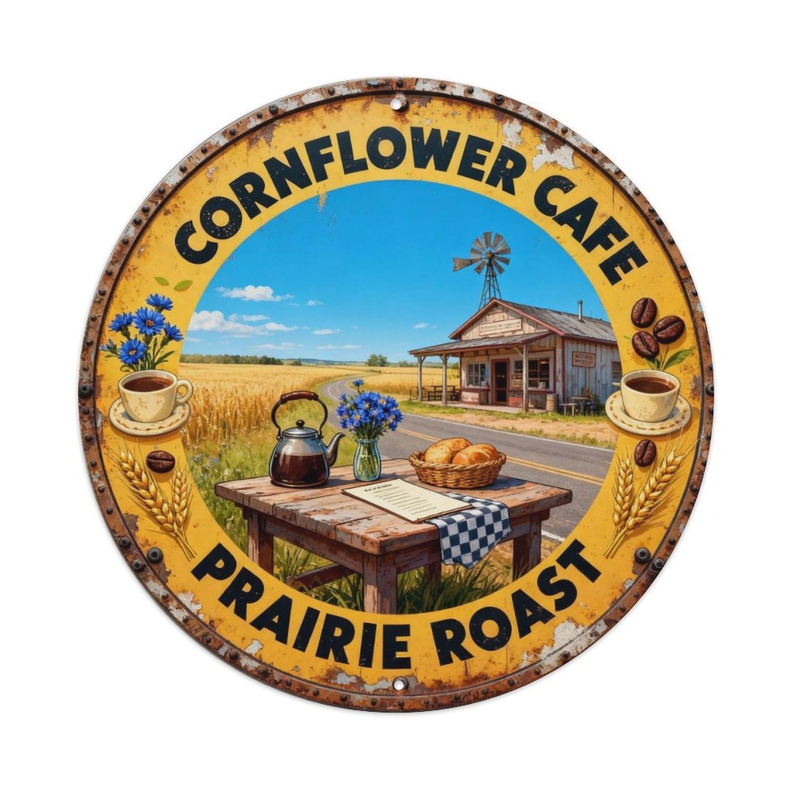 Cornflower Cafe Sign Metal Tin Sign Plaque