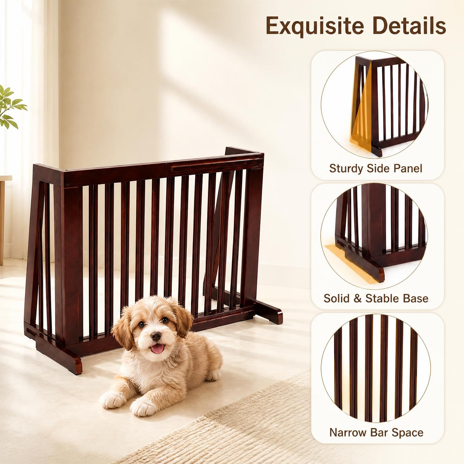Amazon.co.jp: Giantex 調整可能な自立3パネル木製ペット 犬 スライド