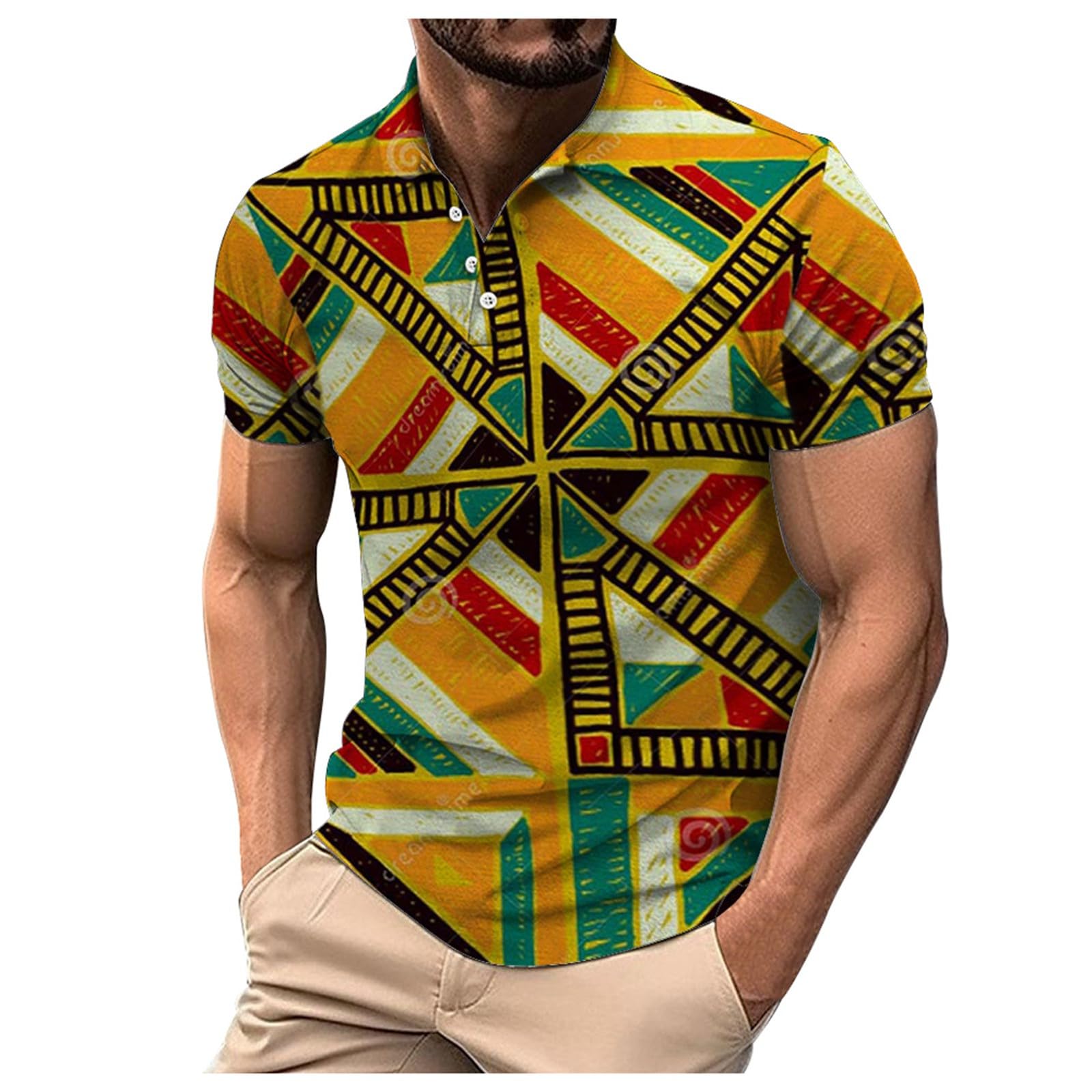 Chemise imprimée à motif traditionnel africain, chemises décontractées à manches courtes, Dashiki imprimé de luxe pour hommes montres pour hommes, Noir , M