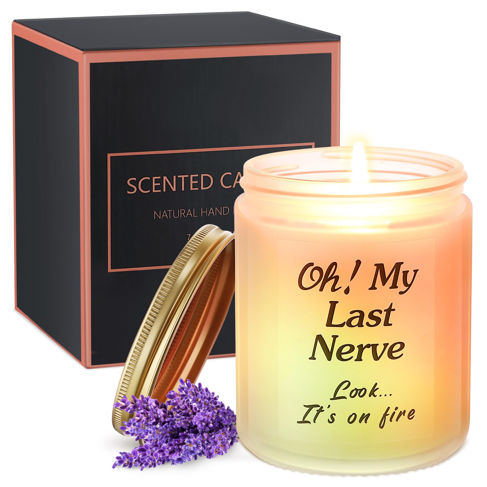 Scented Candles Gifts for Women with Color Sensor Light, Funny My Last Nerve Candle, Novelty Lavender Scented Soy Candle, Unique Christmas Birthday Gifts for Women Best Friend