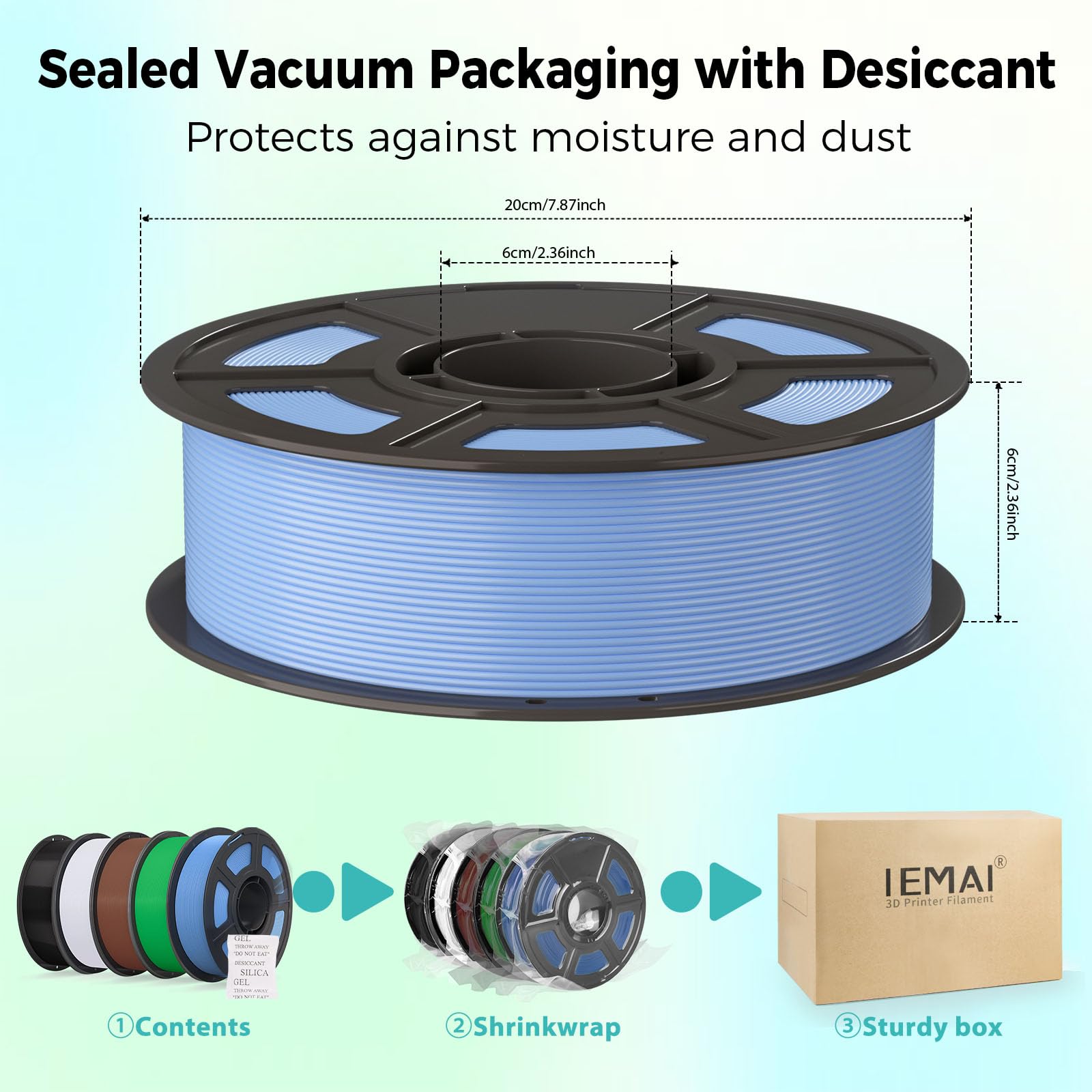 IEMAI ASA Filament 1.75mm 5Kg, Piel/Rojo/Naranja/Gris Plateado/Verde Esmeralda, ASA Filament para Impresora 3D, Precisión Dimensional +/-0,02 mm