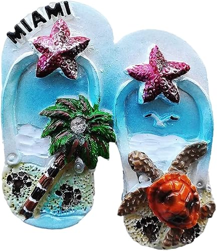 Zapatillas Forma Miami Florida USA Imán Nevera Refrigerador Imán Decoración Pegatina Recuerdo Resina Artesanía Cocina Pizarra