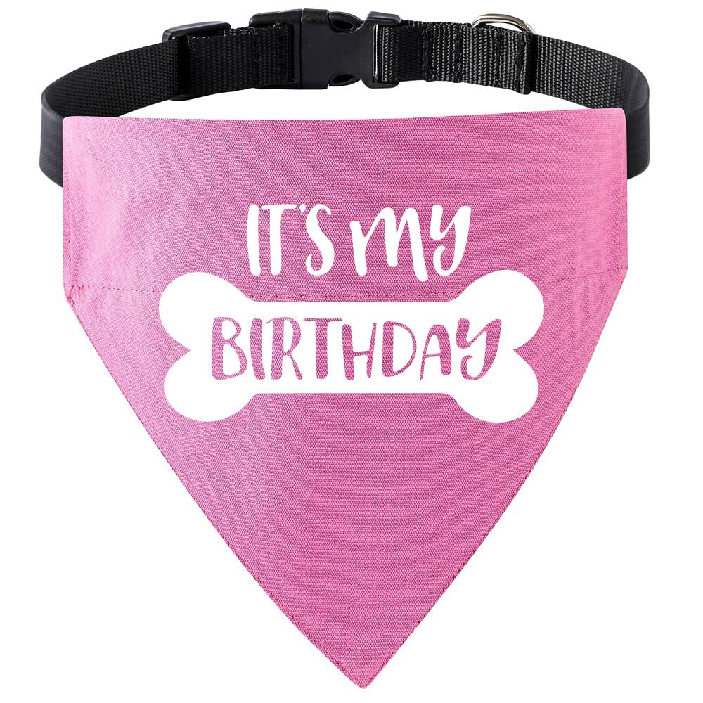 HDGDT Dog Birthday Bandana Collar - It's My Birthday Adjustable Pet Scarf with Quick Release Buckle & D-Ring for Small Medium Large Dogs & Cats