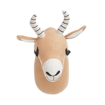 Crane Baby Safari Nursery Decor, Soft Plush Antelope, 7" x 9" x 5.5", Brown | Soft Plush Animal Wall Decor, Handmade Details, For Boys and Girls, Safari Nursery Decor, Kendi Collection, Kids Room Decor,