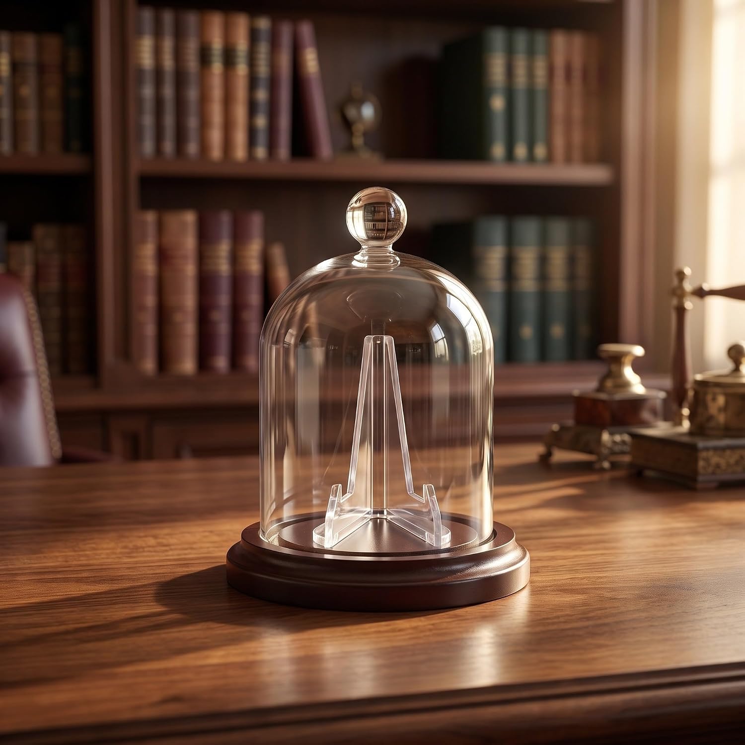 YARNOW Wooden Base Glass Cloche Display Dome for Pocket Watches