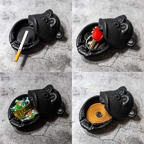 Miniatura 6 de Ceniceros de cerámica para cigarrillos, cenicero grande a prueba de viento con tapas para decoración, bonita bandeja de cenizas de interior y