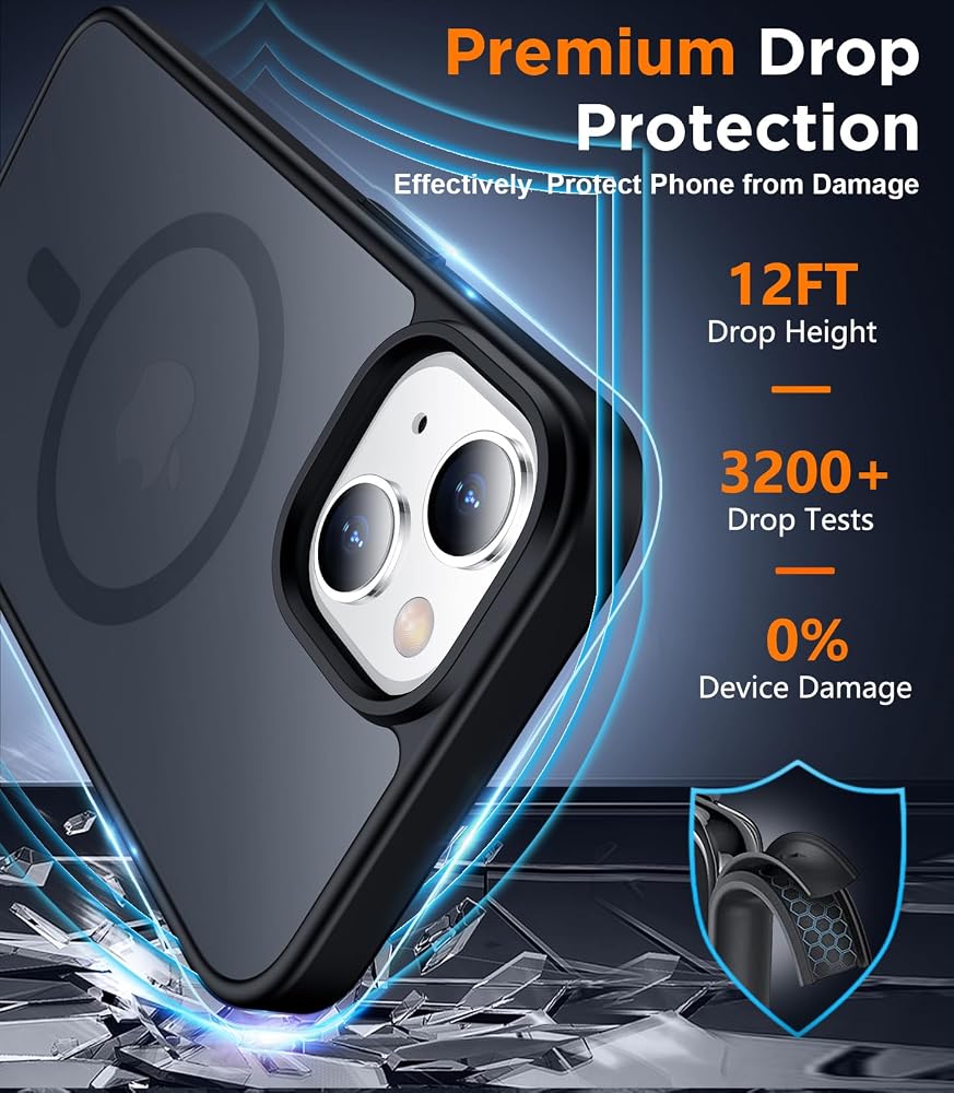 SPIDERCASE for iPhone 14 Plus Case, Magnetic Translucent Matte Case with 2PCS Tempered Glass Screen Protector Slim Phone Case for iPhone 14 Plus 6.7'', Black