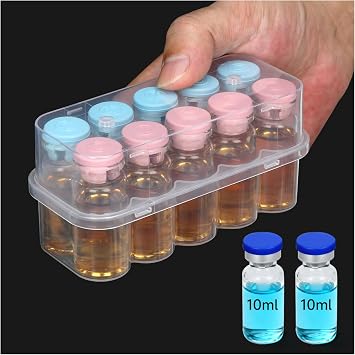 Peptide Case for Fridge, 10ml Vial Holder 10-Slot Insulin & Peptide Storage Case for 10ml Vials, Insulin Cooler Travel Case TSA Approved Vial Storage Case for Diabetic Organizer, GLP-1