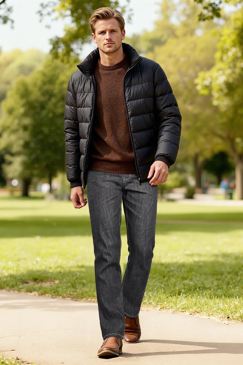 Heyfanee Mens Linen Jeans Slim Fit Lightweight Elastic Waist Pants for Men - Image 2