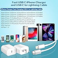 Vista 3 de Cargador para iPhone, bloque de carga rápida, paquete de 2 cargadores rápidos de pared para iPhone de Apple, adaptador de corriente de cargadores
