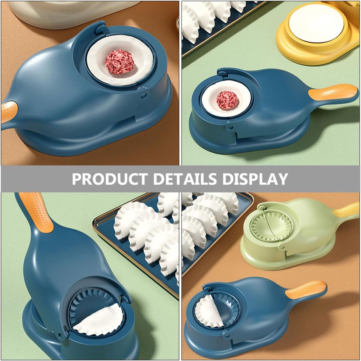 2pcs Dumpling Maker Set with Reusable Dumpling Skin Press Molds for Kitchen Cooking Blue and Green Pasta Dough Tools