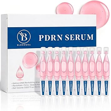 BLOOMORA Salmon DNA PDRN Serum Korean Anti-Aging Ampoule Treatment with Collagen, Glutathione & Hyaluronic Acid Hydrating, Firming Face Serum 10 x 1.5ml
