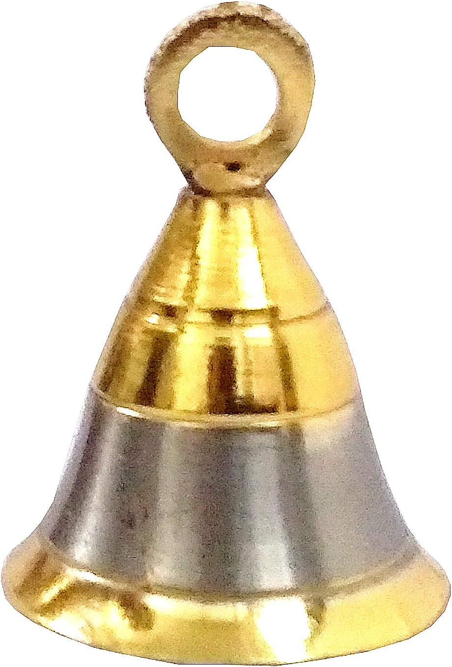 Purpledip Brass Hanging Bells (Set of 2): Small Bells in Copper-Silver Finish with Tingling Sound (11847)