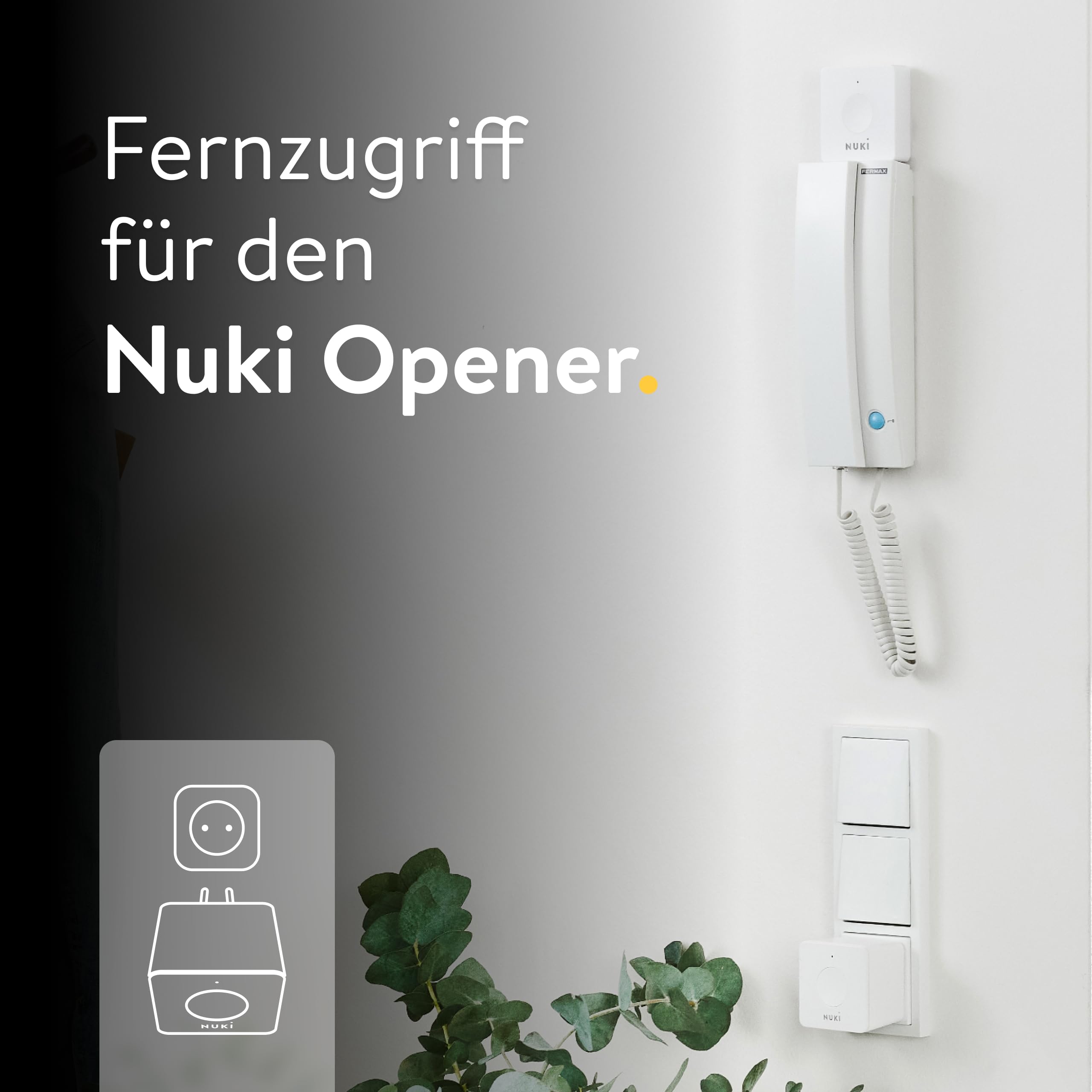 Nuki Bridge mit WLAN, 24/7 Kontrolle für Opener, Tür jederzeit von überall aus der Ferne entsperren, mit Nuki Web verbinden und Integrationen wie Amazon Alexa, Airbnb, Google Home, Smart Things nutzen