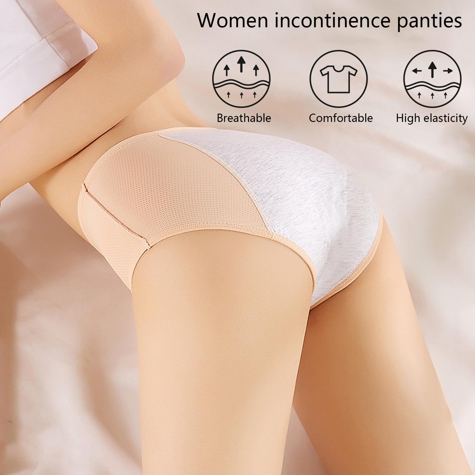 CJSGY Panties for Women Over 60, Incontinence Underwear for Women Washable, Reusable Incontinence Briefs, 8Pcs,Multi colored,XL