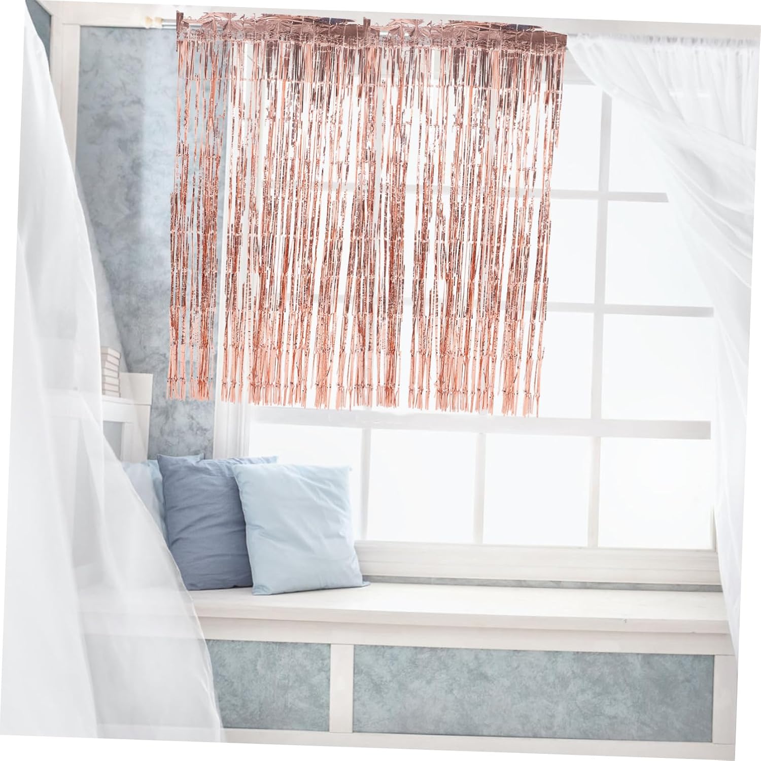 Zerodeko 4pcs Tinsel Foil Fringe Curtains Metallic Backdrop for Bachelorette Parties Birthday Celebrations and Wedding Decor Easy Installation Reusable Party Decorations