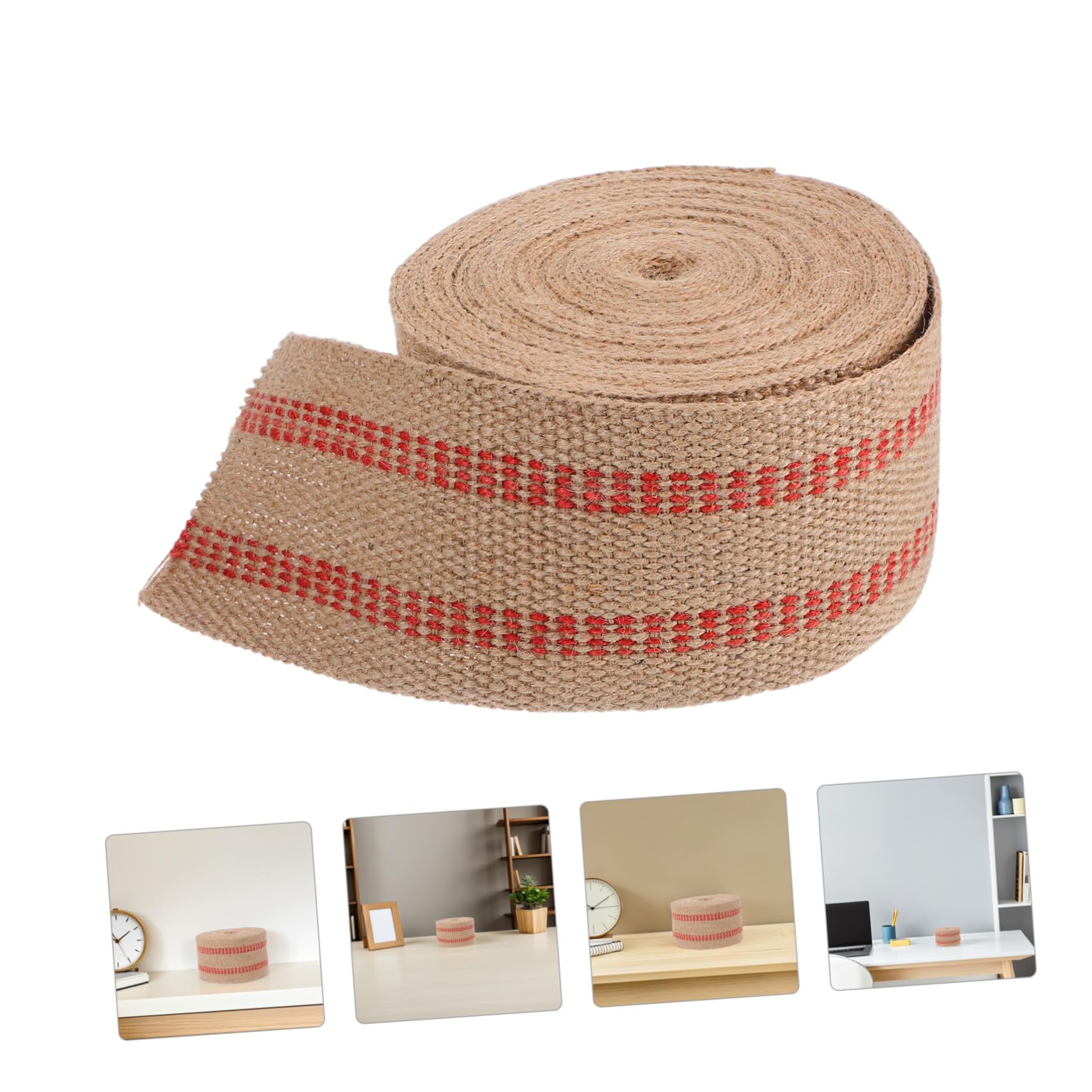 TEHAUX Gurtband Polsterstoff mit Streifen Stuhlreparatur Roten Jute für Optik aus Strapazierfähiger Vintage und Handarbeiten für Selbstgemacht Projekte
