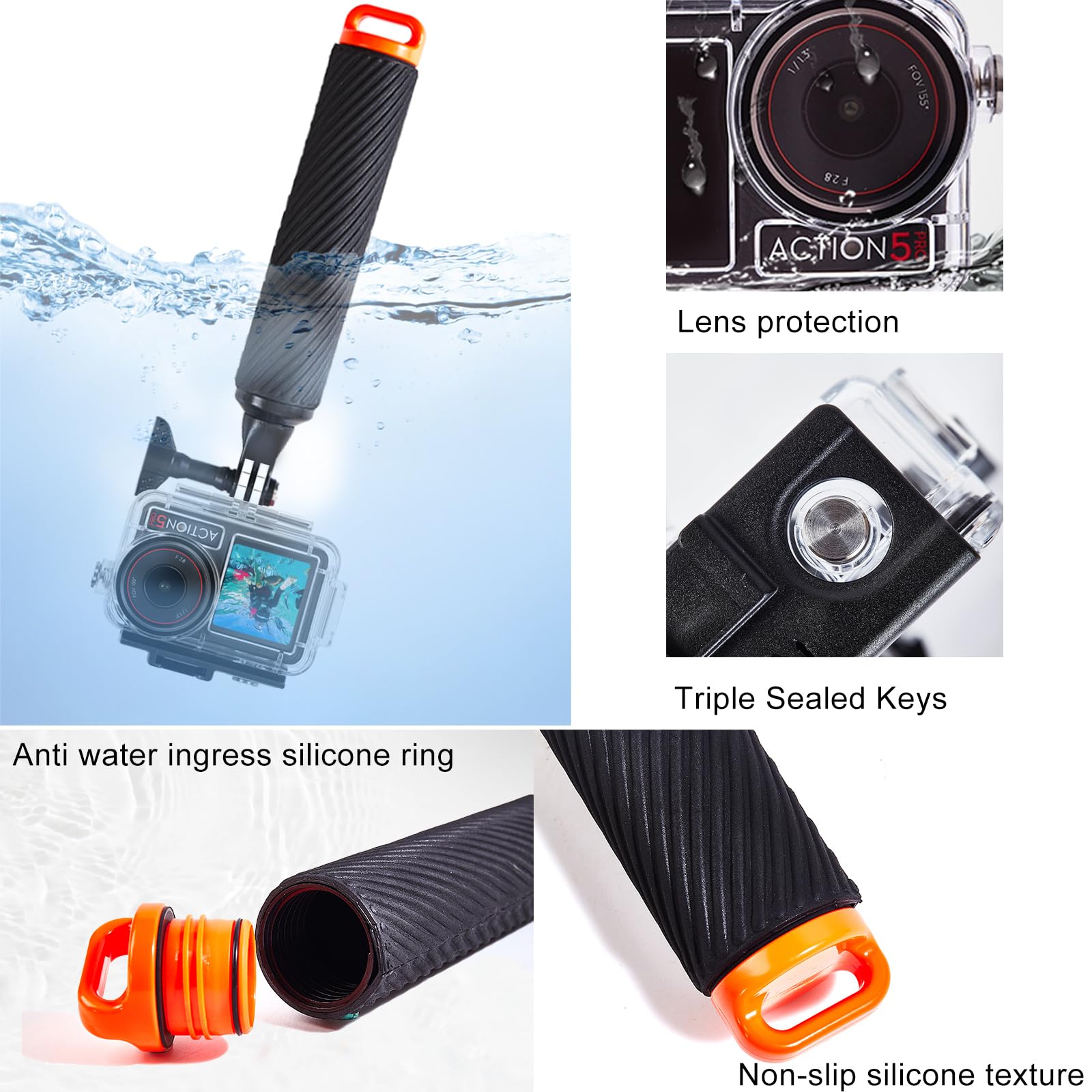Wasserdichtes Gehäuse für DJI Osmo Action 5 Pro/4/3 mit 3er-Pack Tauchfiltern, 60 m Unterwasser-Schutzgehäuse, Tauchset, professionelles Action-Kamera-Tauchzubehör