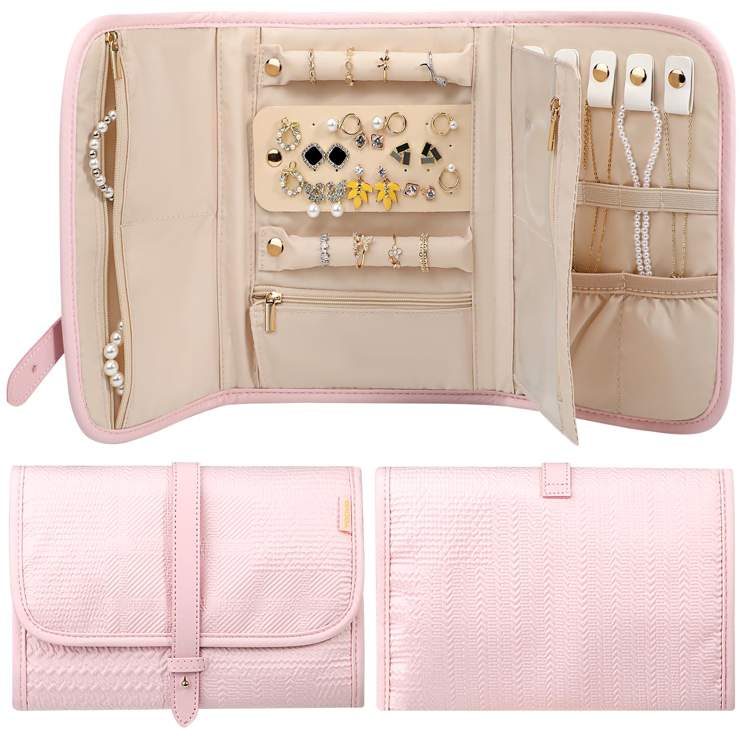 Amazon.com: Voova Travel Jewelry Holder Organizer Case, Large Jewelry ...