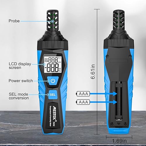 Miniatura 6 de MESTEK Medidor de temperatura y humedad  Termómetro higrómetro con ambiente, punto de rocío, bombilla húmeda, sensor de alta precisión mejorado para