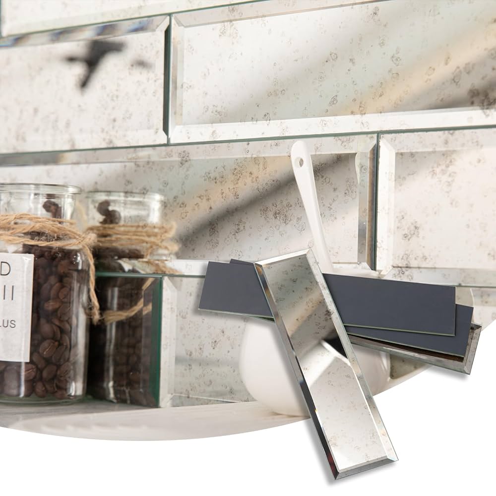 Amazon.co.jp: Lovdeco ライトアンティークミラータイル 斜めの