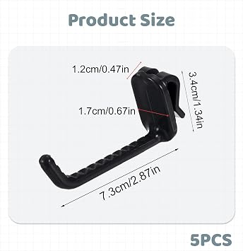 5pcs Black Grid Wall Hooks – Plastic Pegboard Hook and Slatwall Hook | Lightweight Gridwall Display Hooks for Garage Shop Home Storage – Wall Mounted Organizer for Tools Accessories and Retail