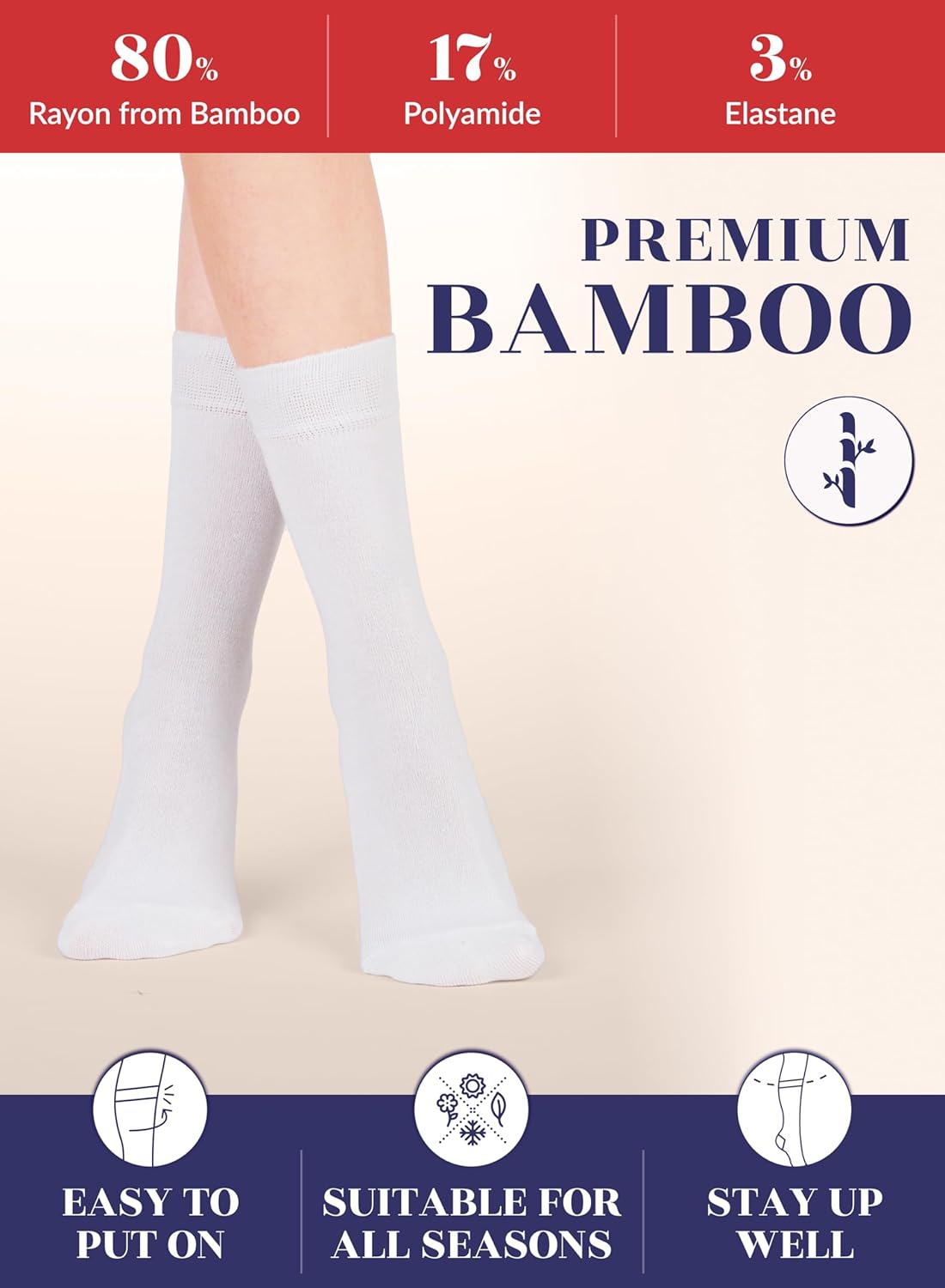 Hugh Ugoli Womens Crew Rayon Derived from Bamboo Dress Socks, Thin, Soft, Business Trouser Casual, Non-Binding, 3-6 Pairs