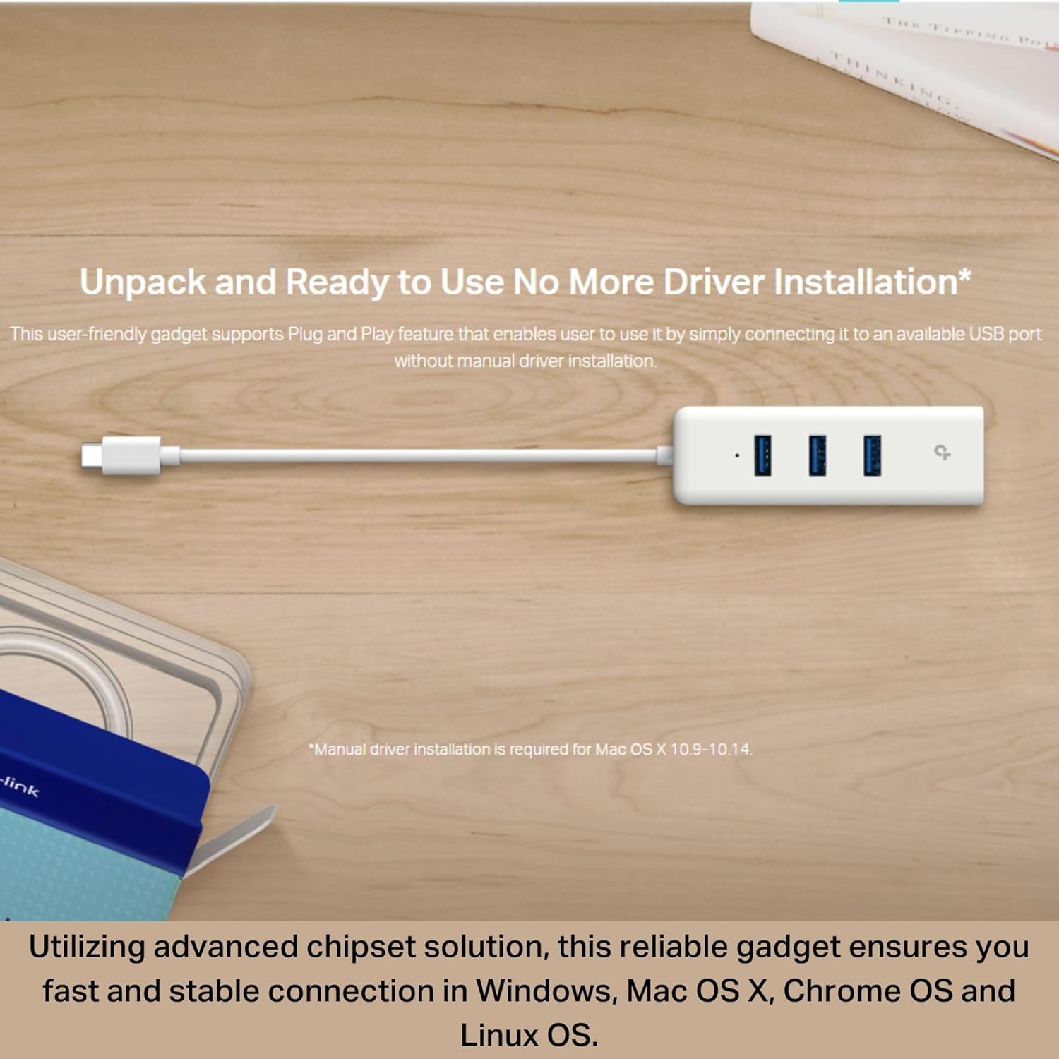TP-Link UE330C - Adaptador USB-C 3.0 a Ethernet | Hub USB-A 3.0 portátil de 3 puertos con 1 puerto Ethernet Gigabit RJ45 | Adaptador de red para laptop | Plug & Play | Soporta Win 7/8/8.1/10/11, Mac