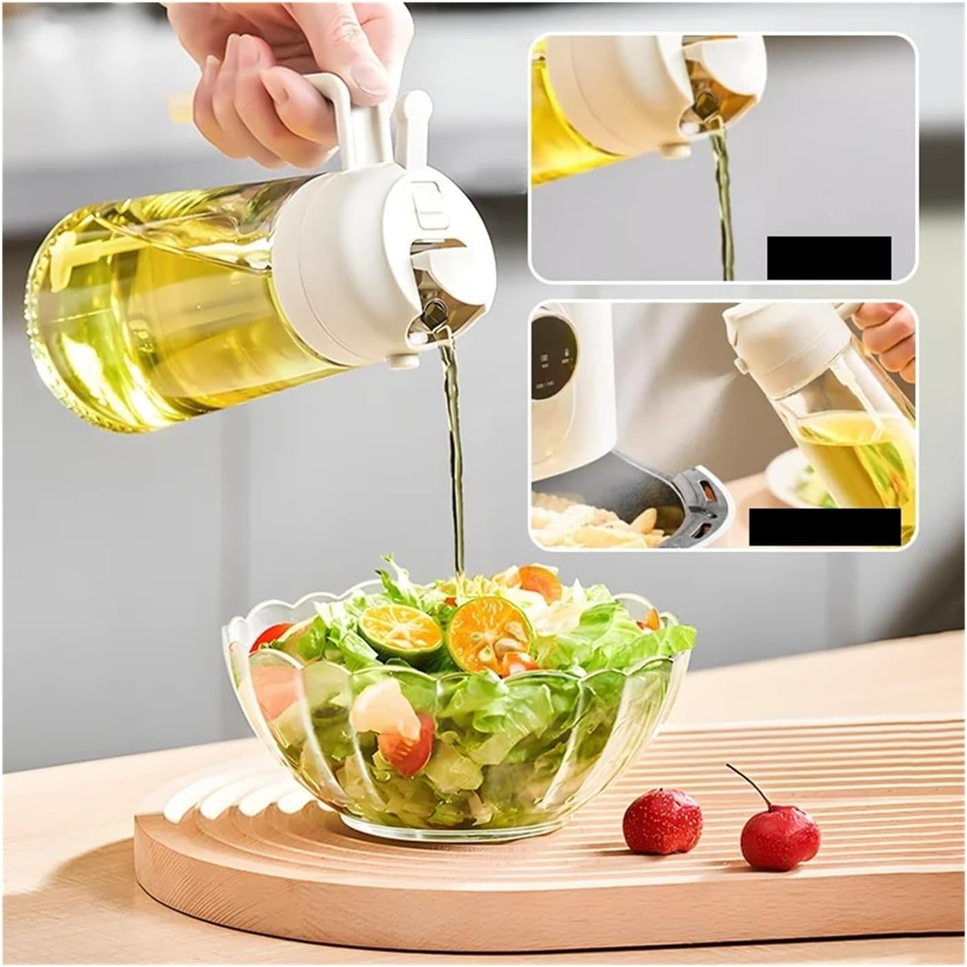 Oil Spray Bottle -BBQ Cooking & Kitchen Dispenser with Brush for Vinegar and Oil