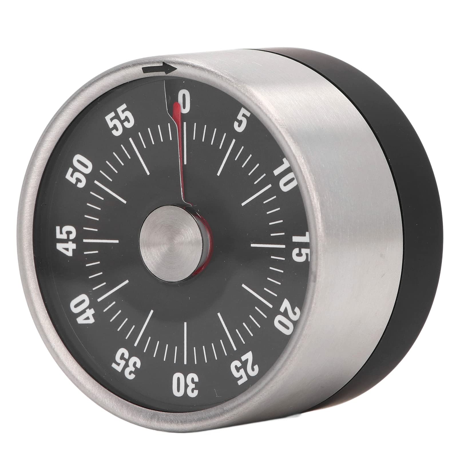 Magnetischer Küchentimer, Mechanischer Timer aus Edelstahl Zum Kochen mit 70-dB-Alarm, Ideal Als Zeitmanagement-Geschenk (Black)