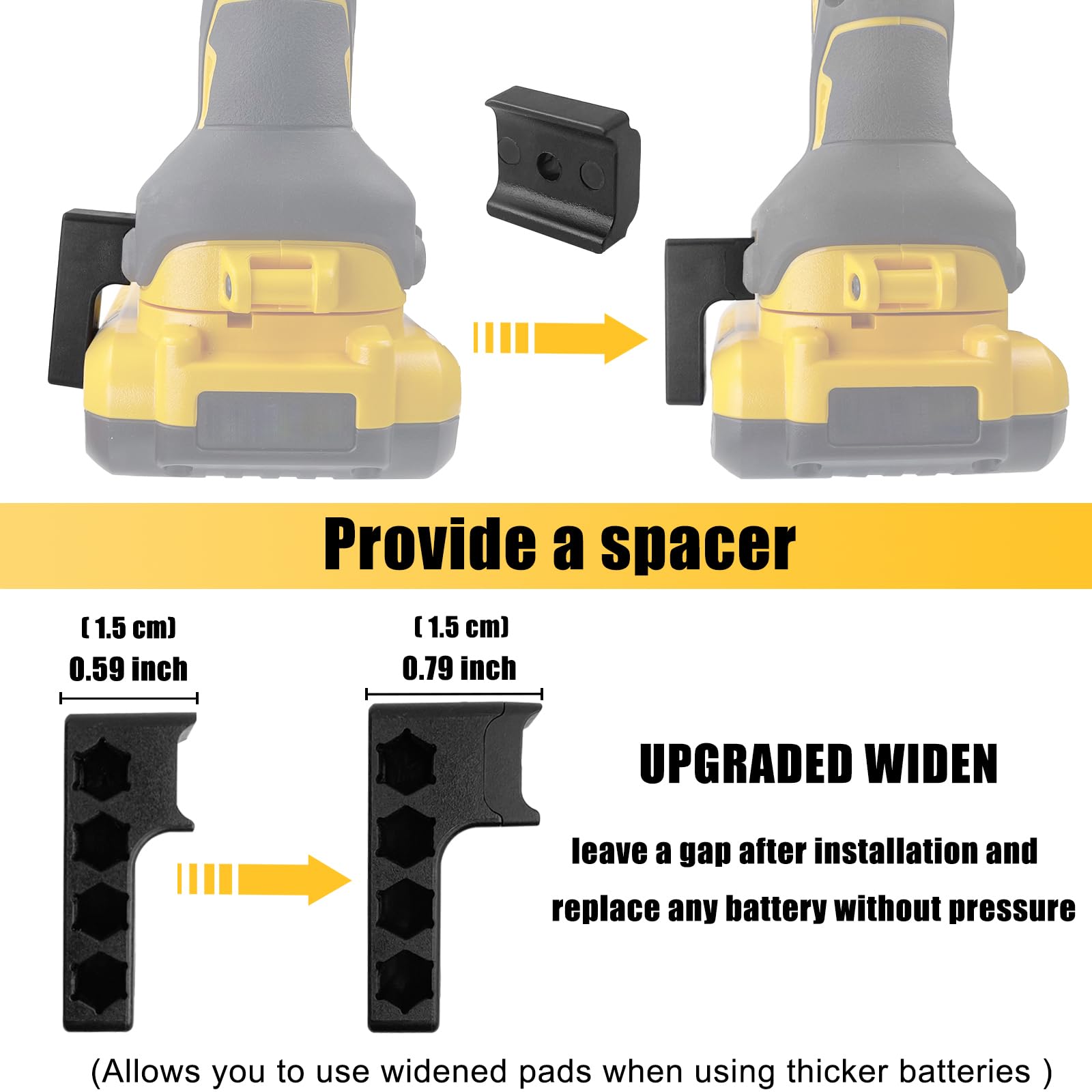 Uchwyt magnetyczny 1/4" kompatybilny z wiertarkami Dewalt, montaż śrubowy po lewej stronie, mocny organizer na 4 końcówki