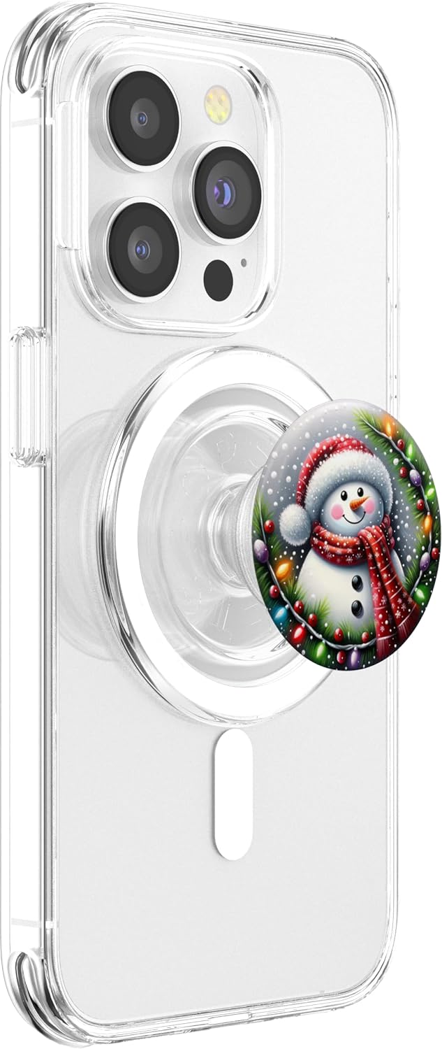 Cheerful snowman wearing a scarf and hat PopSockets PopGrip for MagSafe
