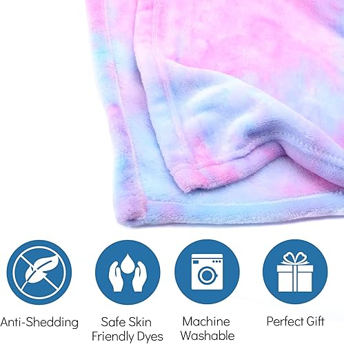 Miniatura 3 de Ailemei Direct Manta colorida de teñido anudado arcoíris, manta de forro polar suave y mullida, tamaño Queen a King, lindas y divertidas mantas
