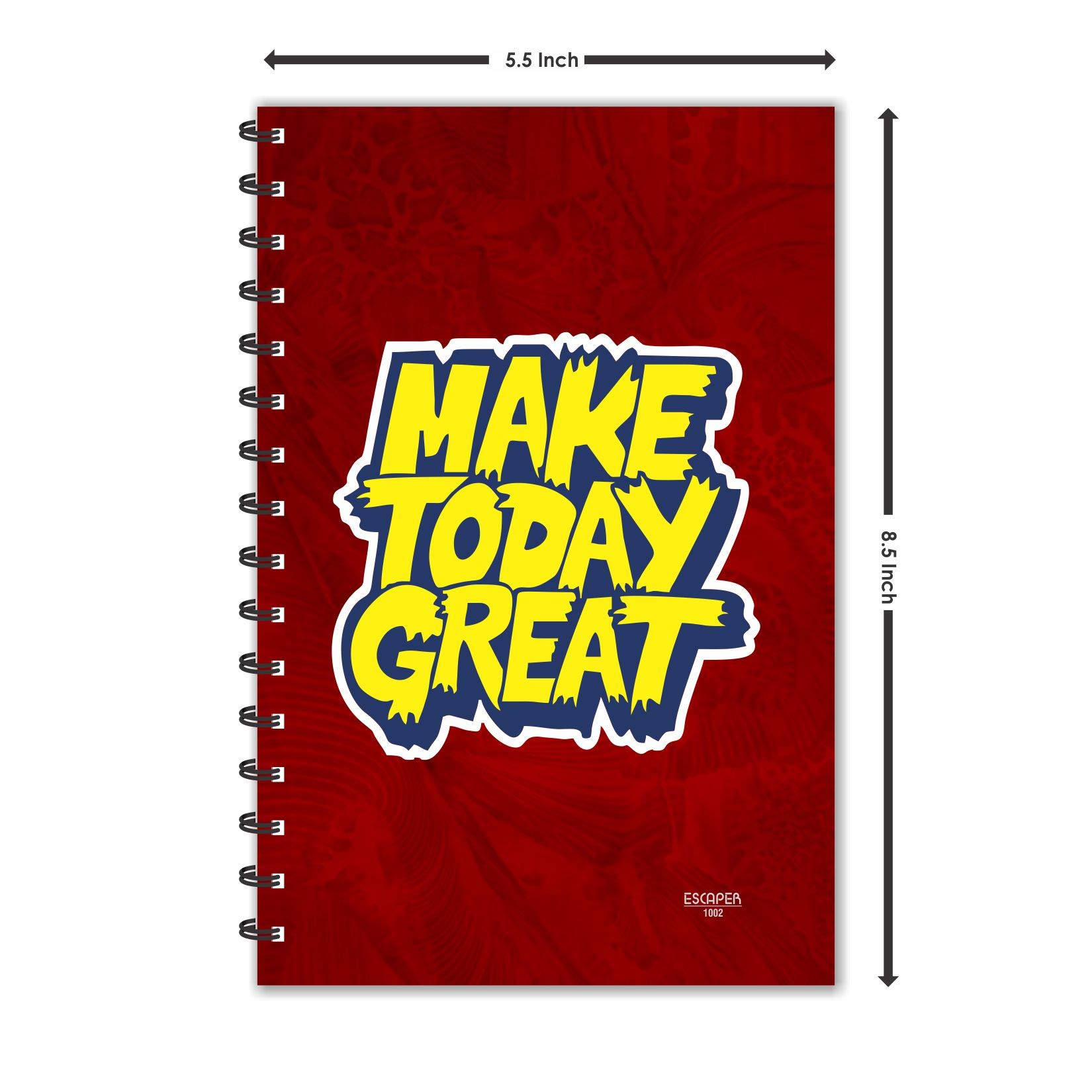 ESCAPER Make Today - Diario con citazioni motivazionali, formato A5, 160 pagine lisce a righe, laminato, copertina morbida, quaderno a spirale per appunti, studenti, ufficio, personale