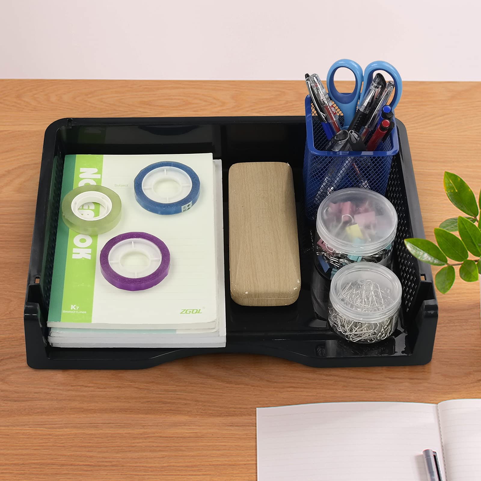 Wekiog Bandeja organizadora de papel de plástico, apilable, 6 paquetes